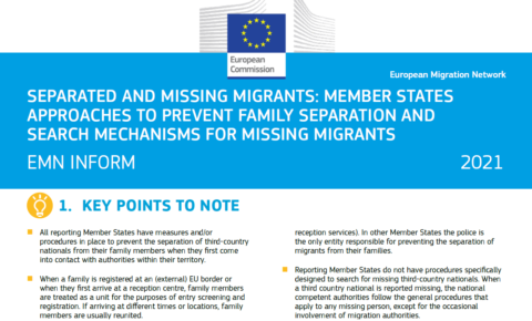 Separated and Missing Migrants: Member States Approaches to Prevent Family Separation and Search Mechanisms for Missing Migrants